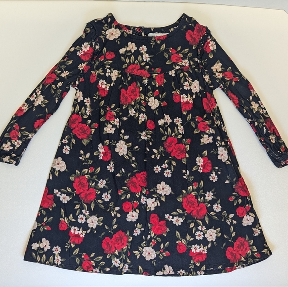 Old Navy Other - Old Navy Black and Red Floral Blossom Dress Long Sleeve 3T